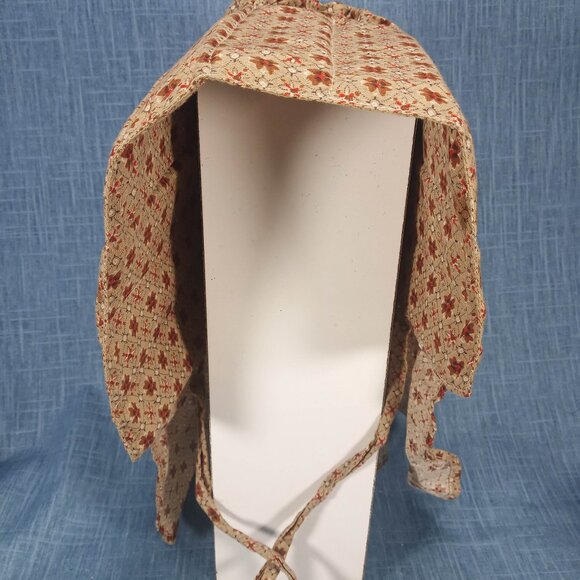 1950s Vintage Tan, Brown and Red Cotton Sun Hat - Picture 1 of 7